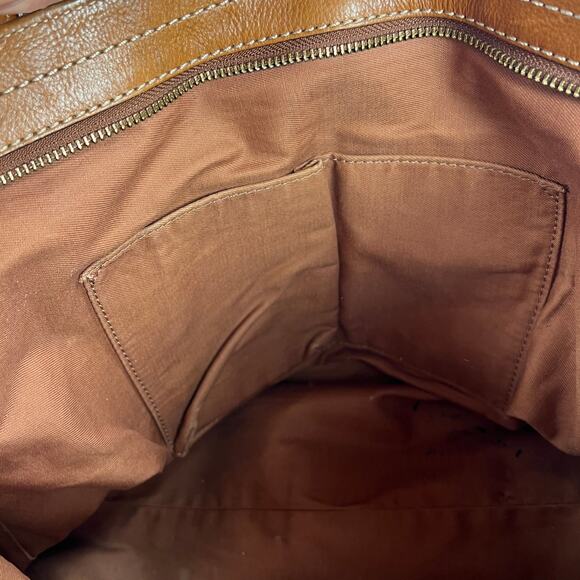 Fossil Emma Leather Tote Handbag Caramel Brown Large Capacity Laptop Zip Top - Picture 14 of 16